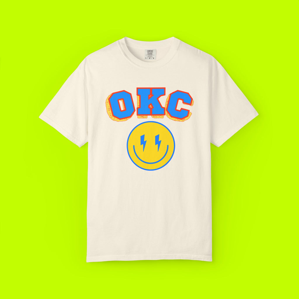 Smiley Face Unisex T-shirt, Vintage Style Shirt, OKC Tee, Casual Summer Wear, Gift for Friends, Retro Apparel
