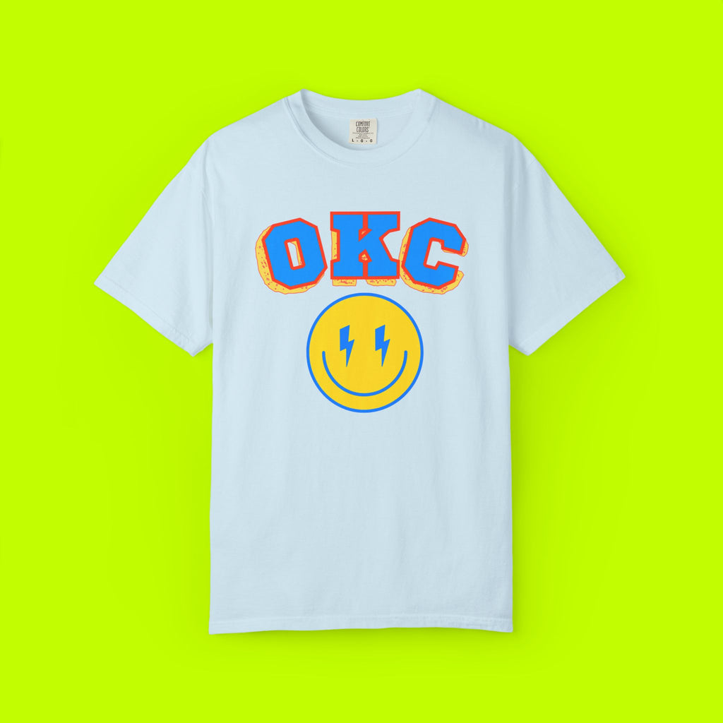 Smiley Face Unisex T-shirt, Vintage Style Shirt, OKC Tee, Casual Summer Wear, Gift for Friends, Retro Apparel