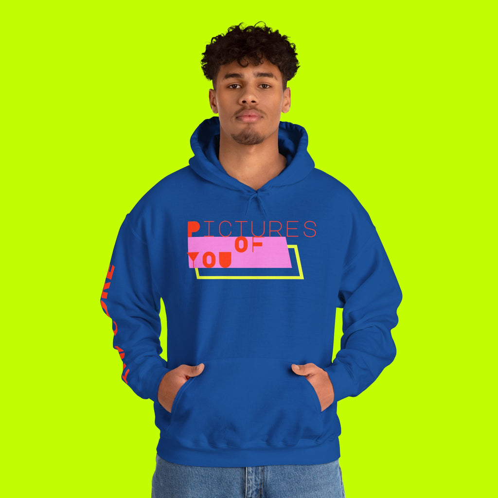 Hoodie — 'Pictures of You' Retro Graphic Hooded Sweatshirt (The Cure Sleeve)