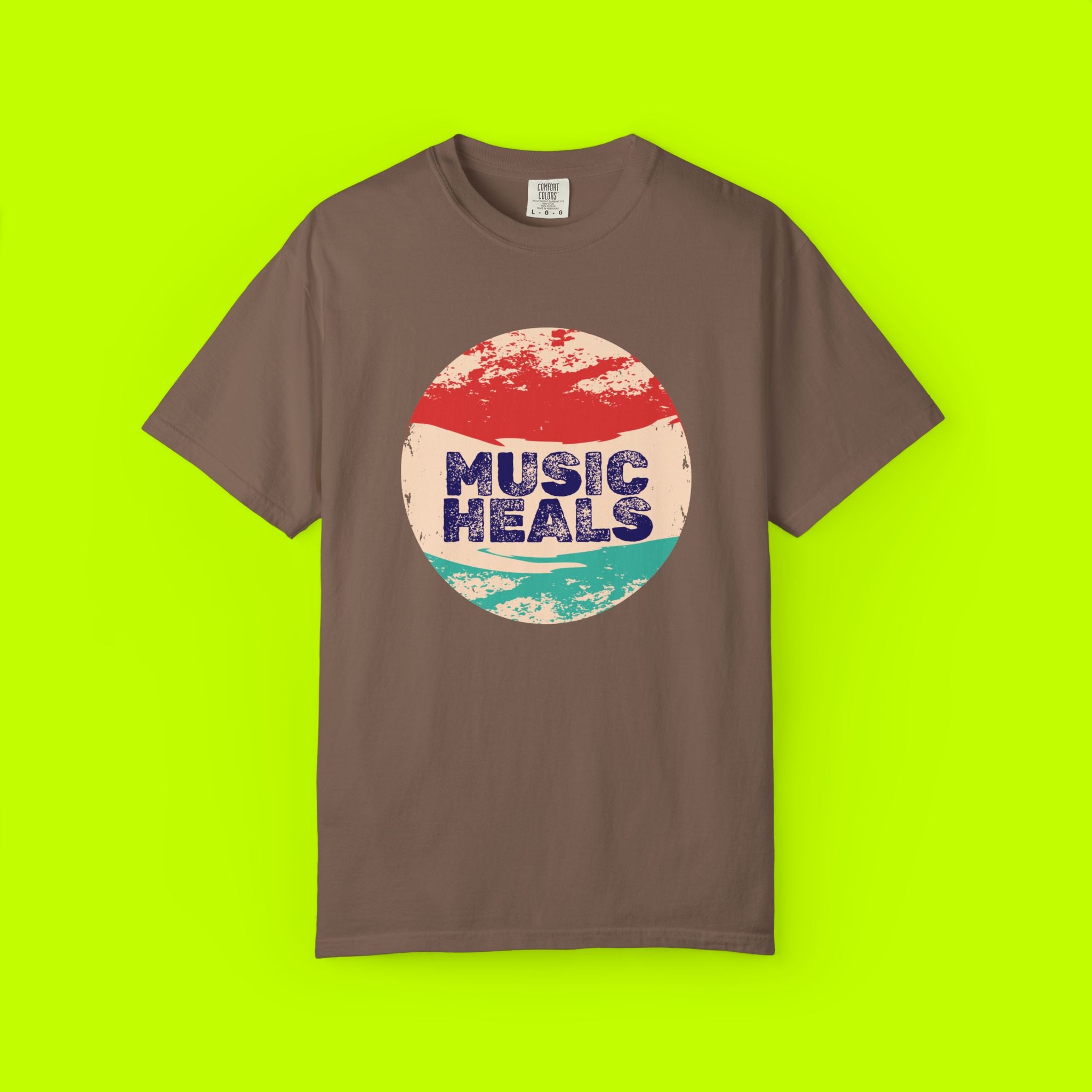 Music Heals, vintage style tee, Unisex Garment-Dyed T-shirt