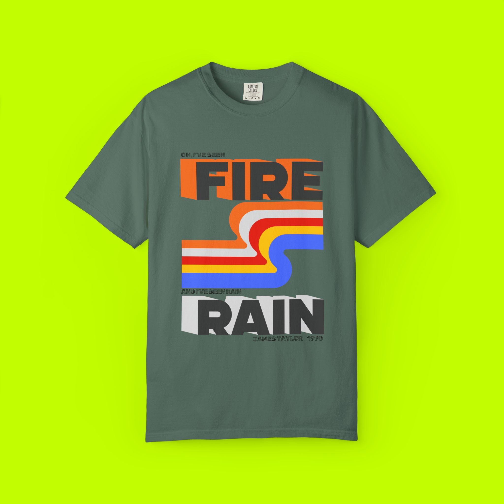 Vintage Style Band Tee, Fire and Rain
