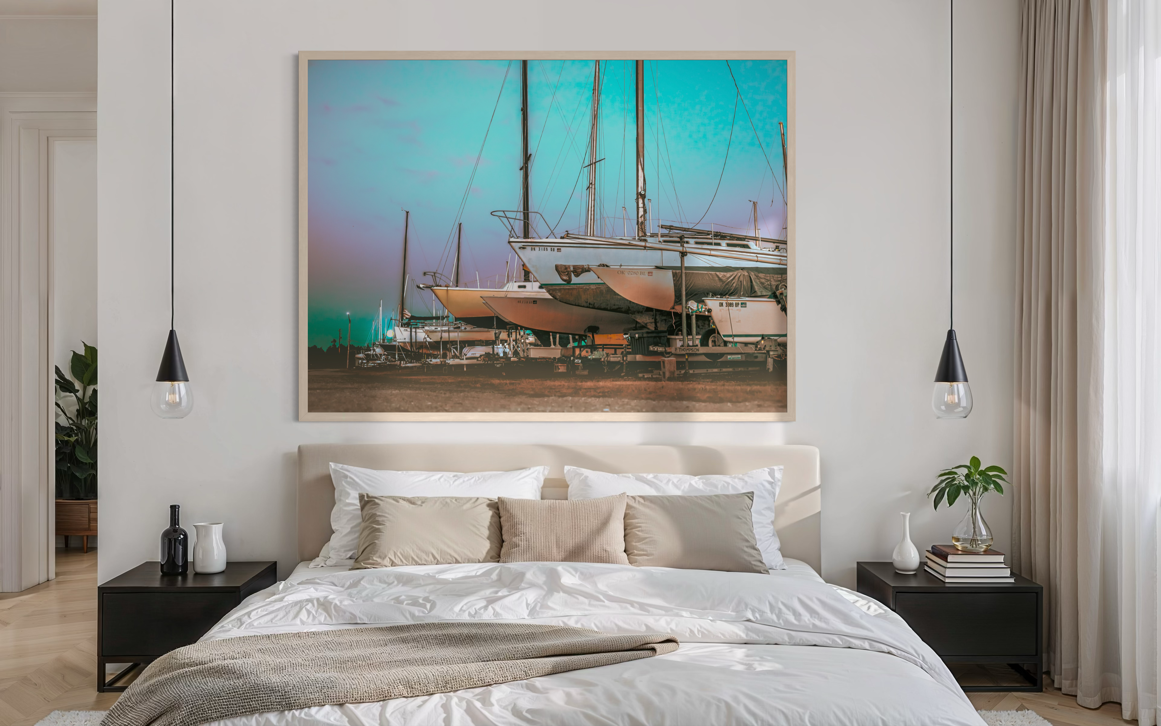 Sailboats at Dusk, Giclée Art Print — Art by Jennifer Cummins