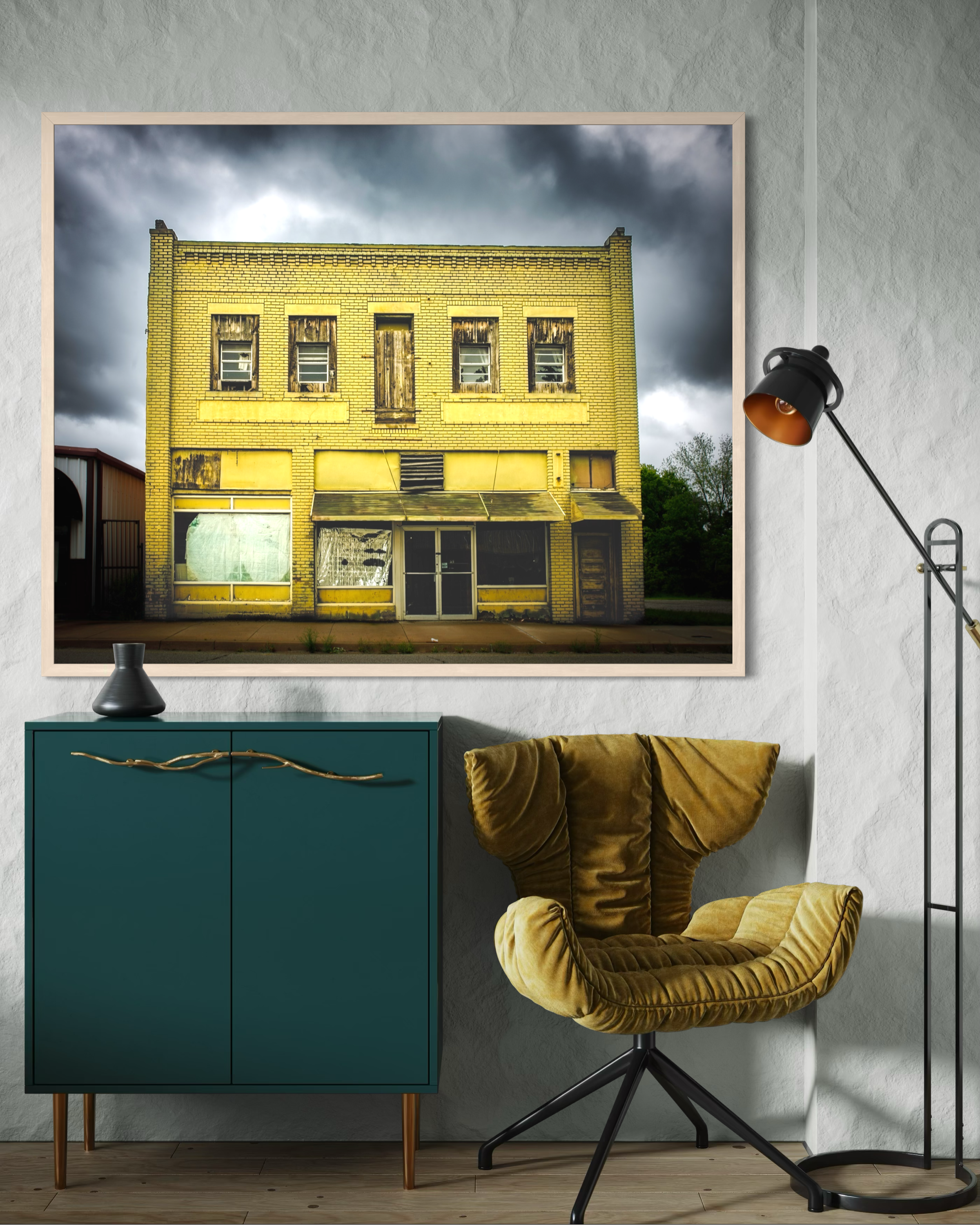 Moody Yellow Store front-Giclée Art Print - Jennifer Cummins