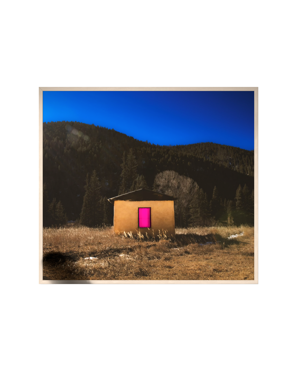 Desert Cabin with Pink Door, Giclée Art Print- Art by Jennifer Cummins