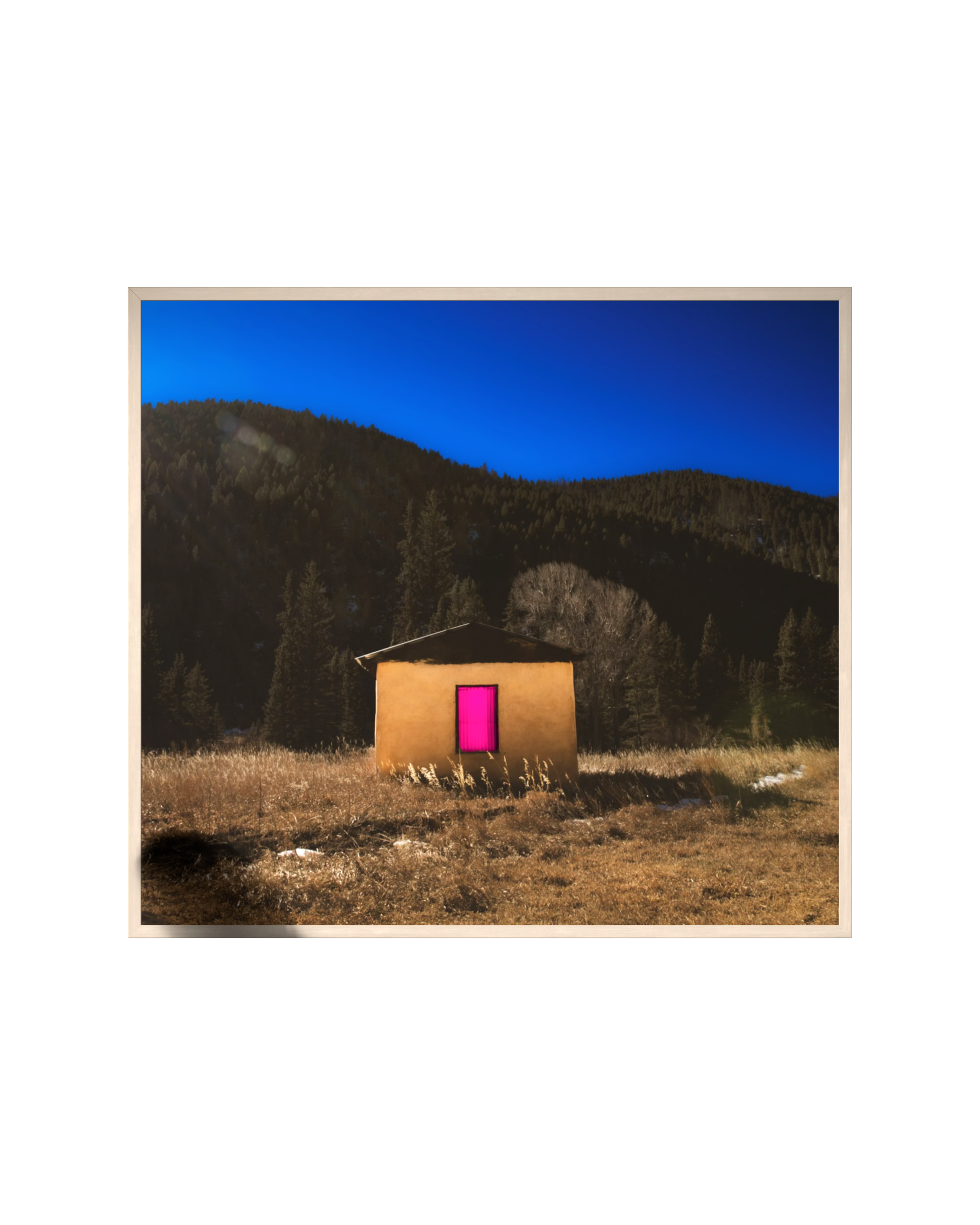 Desert Cabin with Pink Door, Giclée Art Print- Art by Jennifer Cummins