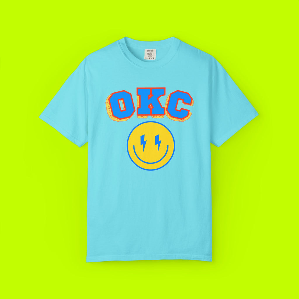 Smiley Face Unisex T-shirt, Vintage Style Shirt, OKC Tee, Casual Summer Wear, Gift for Friends, Retro Apparel