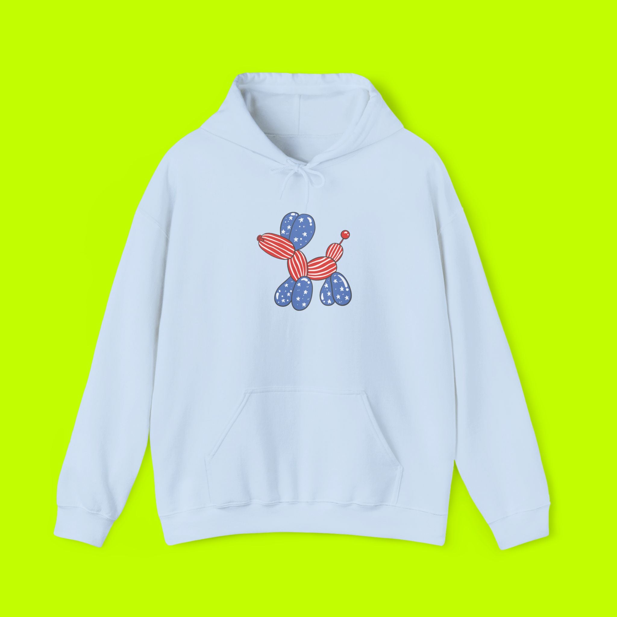 4th of JULY, Balloon Animal Hoodie - Fun Art Sweatshirt, Unisex Gift, Ideal for Birthdays, Pet Lovers, Casual Wear, Art Enthusiasts