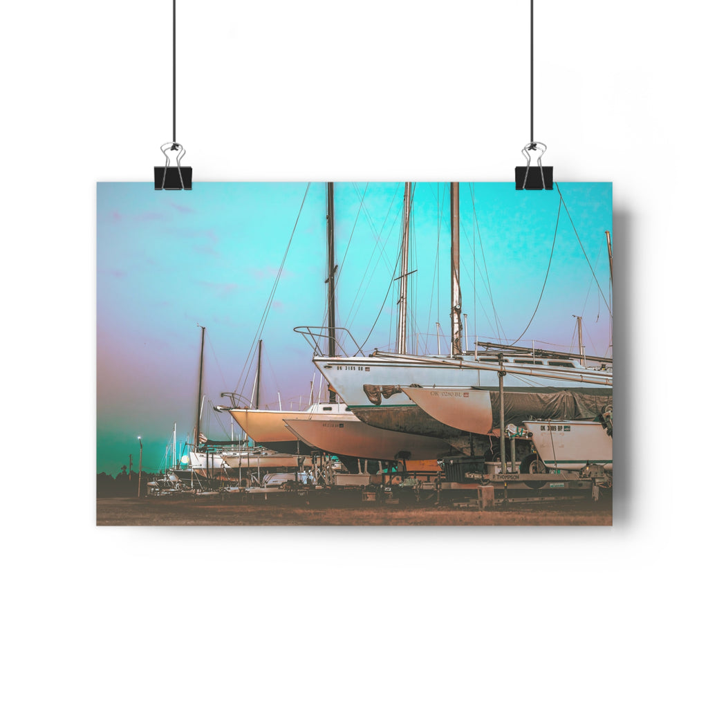 Sailboats at Dusk, Giclée Art Print — Art by Jennifer Cummins